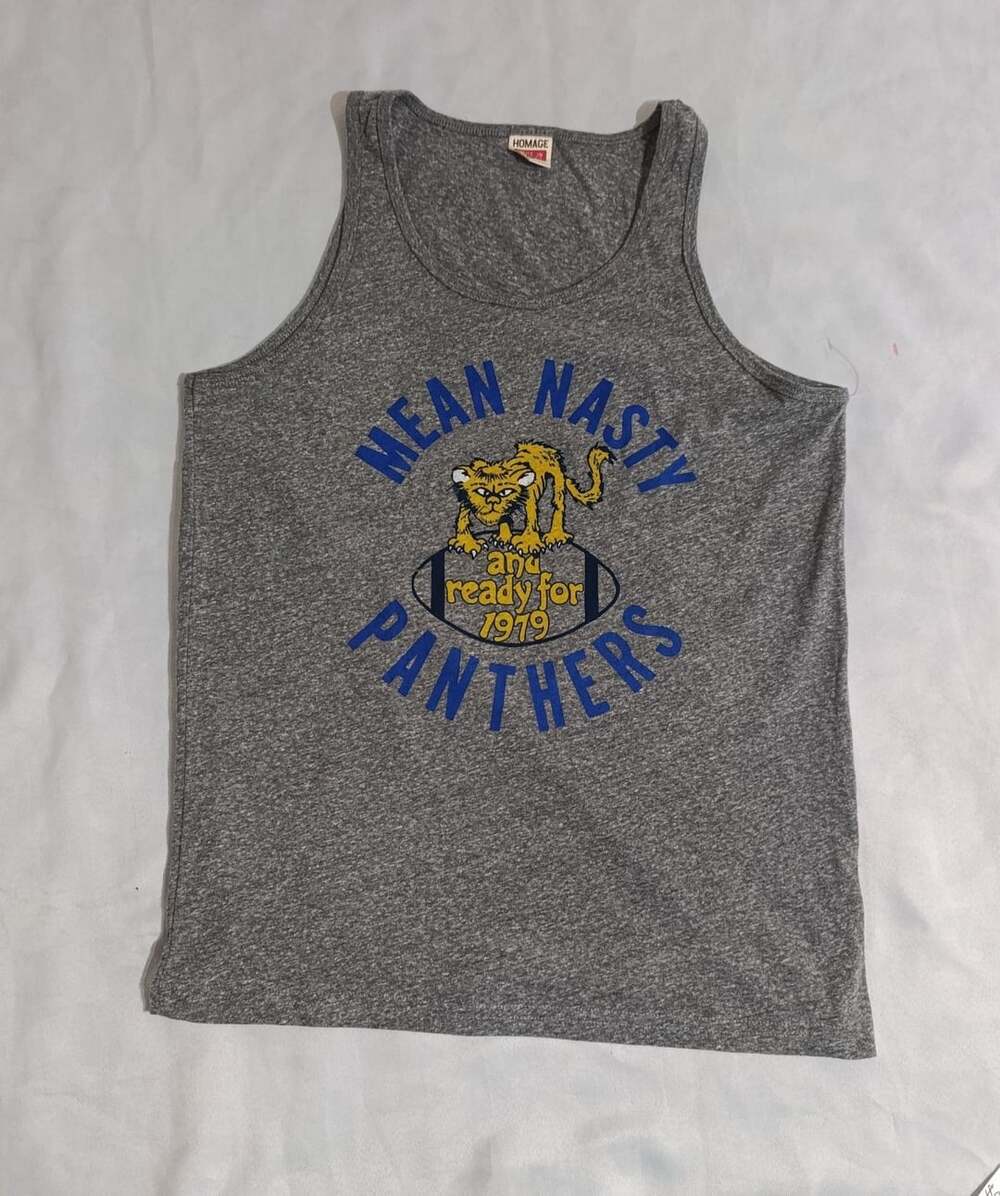 Homage Tank Top Size M Grey Mean Nasty Panthers 1979 Graphic